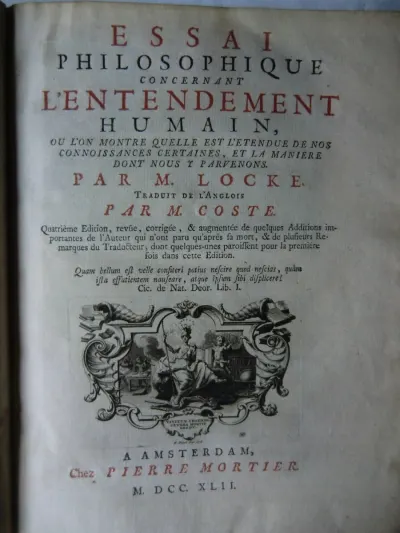 M. LOCKE "Essai Philosophique ..." 1742 1 Volume Format In-4 Reliure cuir