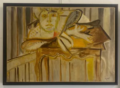 TAL-COAT Pierre (1905-1985) "Autoportrait à la table", 1942 Huile sur toile signée 63 x 91 cm