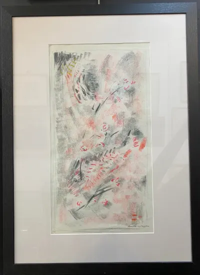 MASSON André (1896-1987) "Poissons et euphorbes" 1951 Pastel sur papier 54,5 x 30 cm