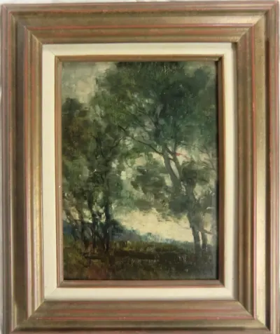 GIRAUD Émile (1850-1918) "Paysage en Pays d'Aix" Huile sur carton-toile 33 x 24 cm