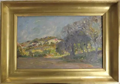 RAVAISOU Joseph (1865-1925) "Paysage en Pays d'Aix" Huile sur toile encadrée 34 x 54,5 cm