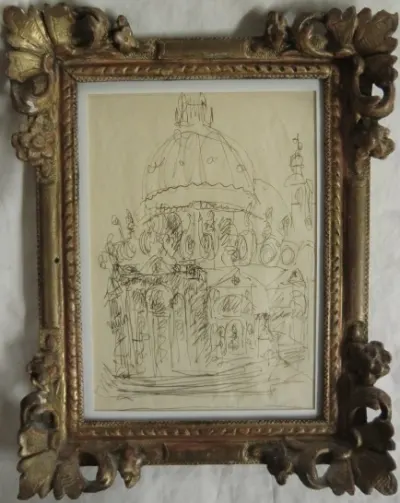 MASSON André (1896-1987) "Venise, la Salute", 1952 Dessin original Encre sur papier 27 x 20 cm