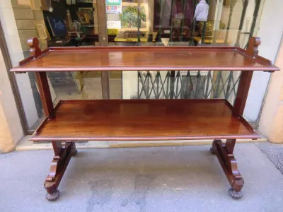 GRANDE DESSERTE Acajou Angleterre Époque XIX ème Style Victorien 112x145x50 cm