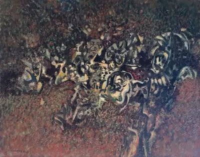 Henry Le Chénier (1937-2014) "Densité de la forêt", 1976/77 Huile sur toile 73 x 92 cm