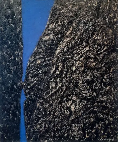 Henry Le Chénier (1937-2014) "Schistes", 1979 Huile sur toile 55 x 46 cm